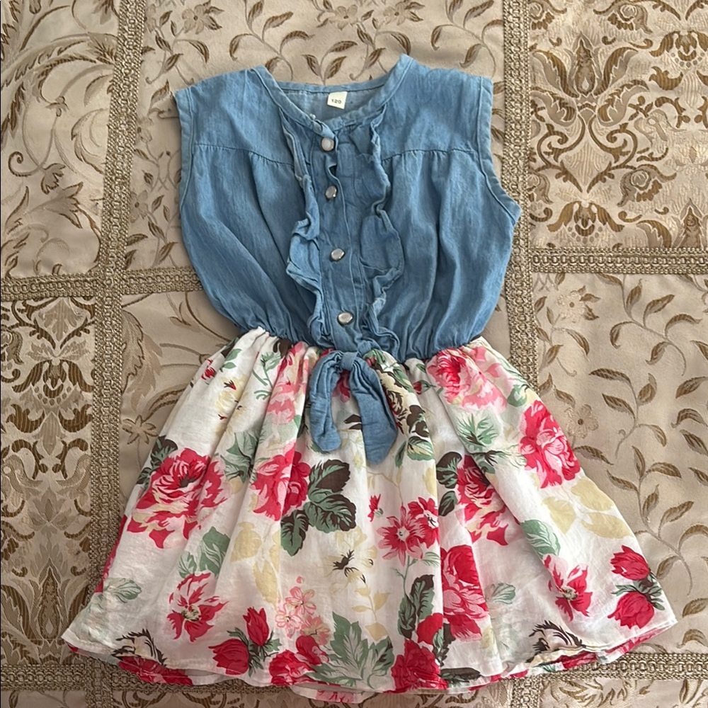 Floral Denim Kids Dress